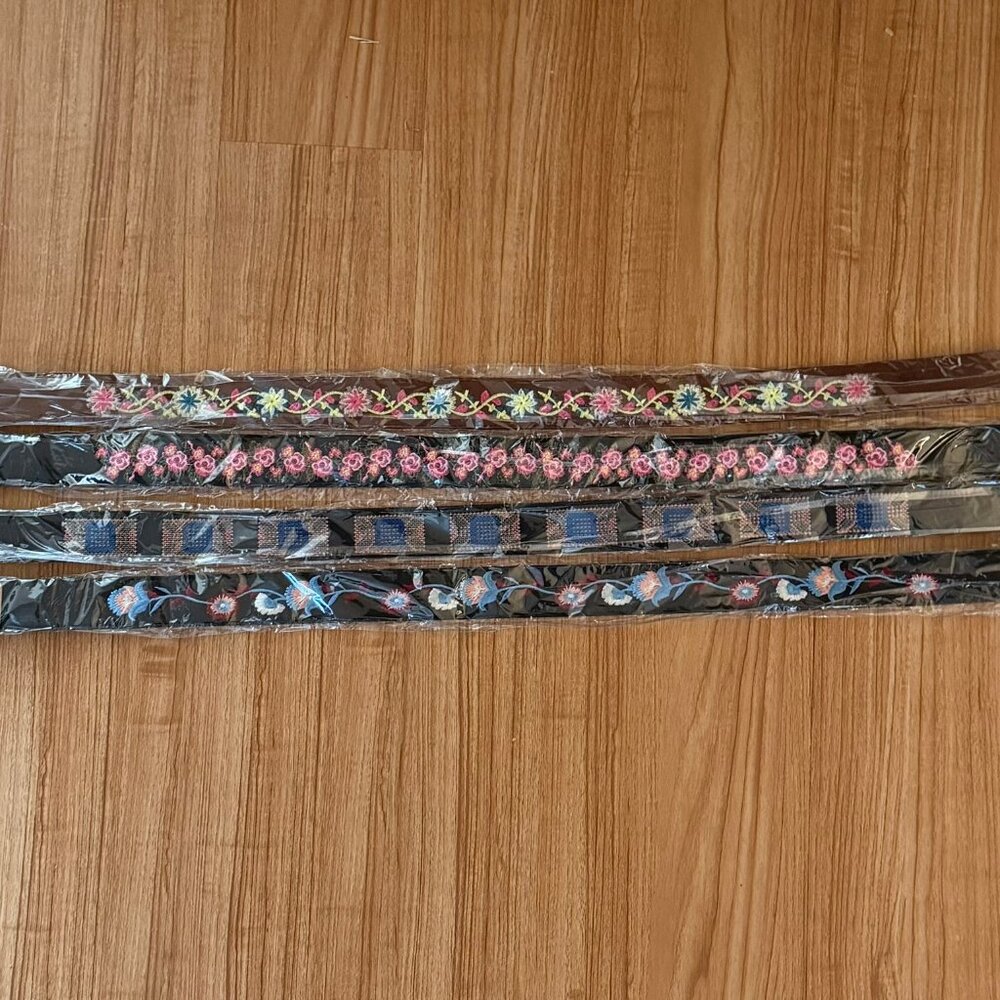 Embroidered Multicolor Floral Handbag Straps Set of 4 for Women Fashionable